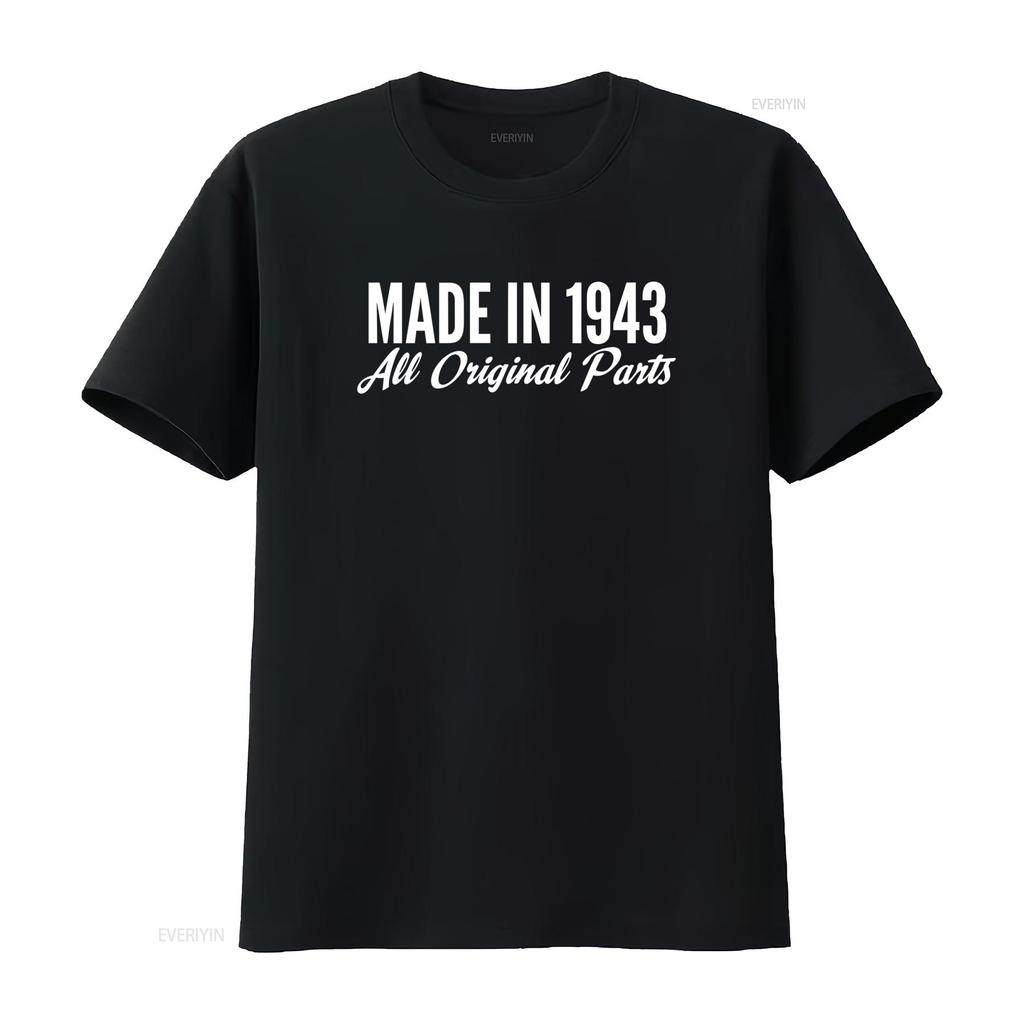 Vintage Style Made in 1943 All Original Parts T Shirt Retro Birthday Present Idea vintage Washed Casual Versatile streetwear