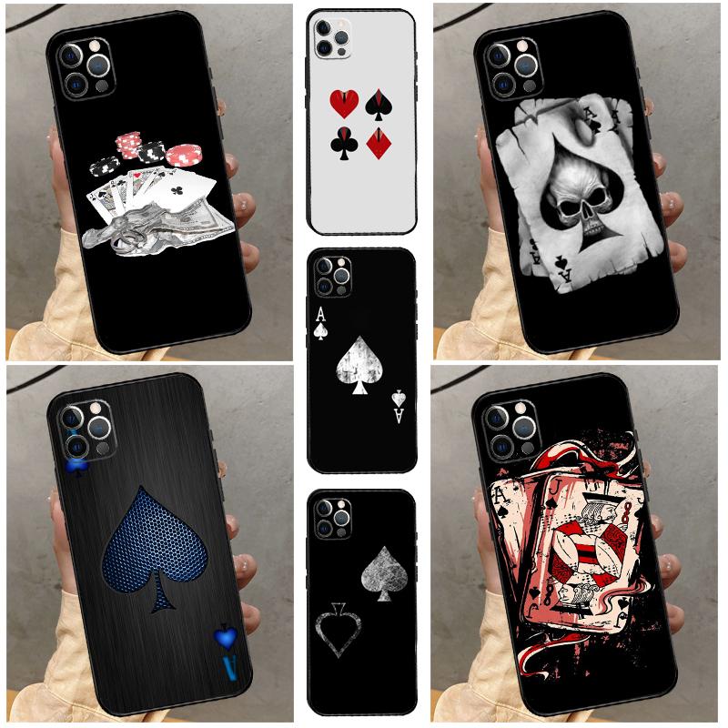 Ace of Spades Poker Phone Case For iPhone 17 Air 16 14 13 12 11 15 Pro Max 13 mini 15 16 Plus 16e Bumper Cover
