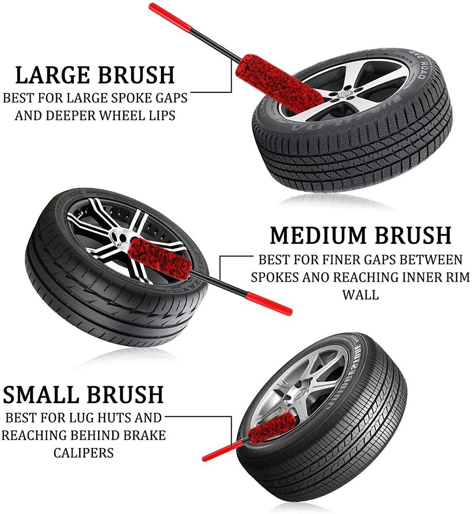 1/3pcs Wheel Woolies Plush Soft Alloy Wheel Cleaning Brush Car Detailing Brushes For Auto Motorcycle Maintenance Care Clean Tool