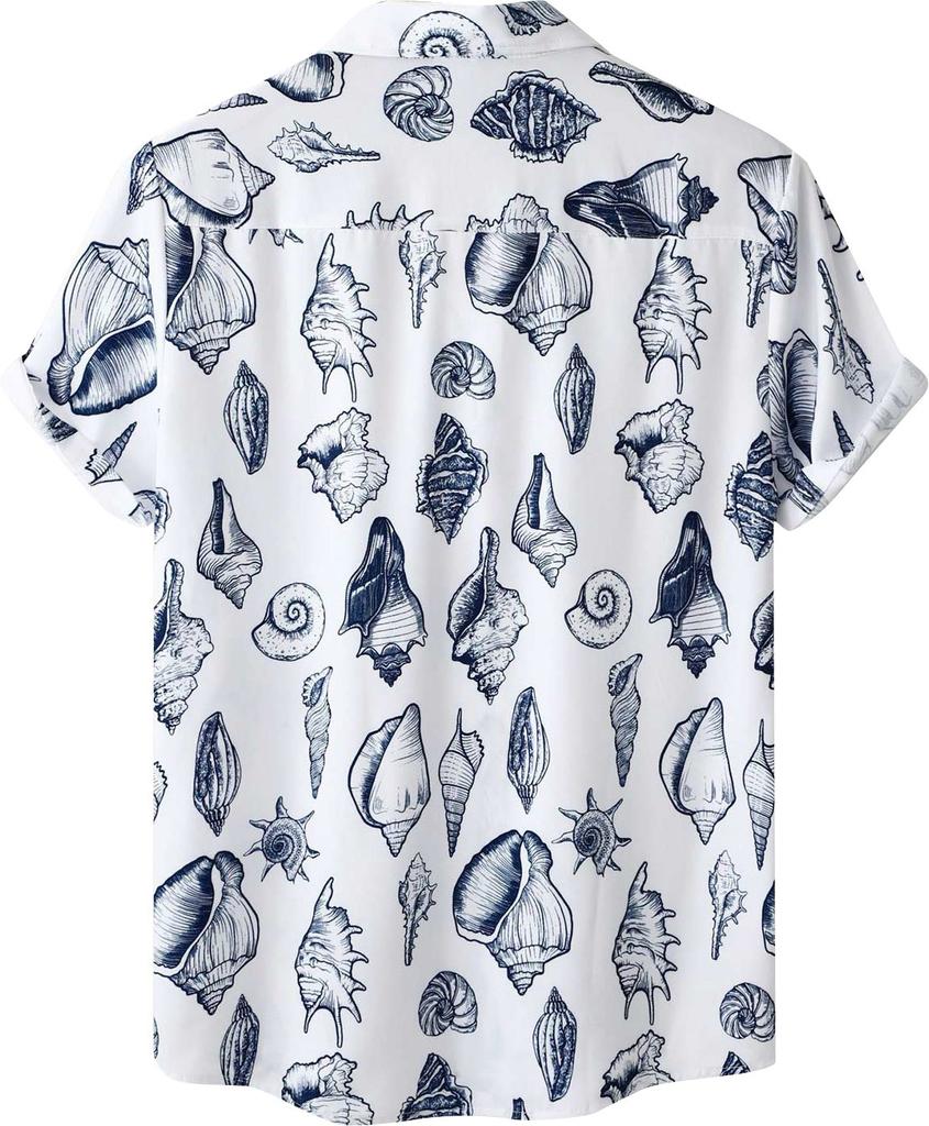 Мужская летняя повседневная рубашка с цветочным принтом в гавайском стиле с коротким рукавом для пляжного отдыха