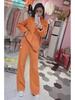 2023 Осень/Зима Европейский трикотажный свитер с высоким воротом и широкие брюки Модный женский костюм из двух частей