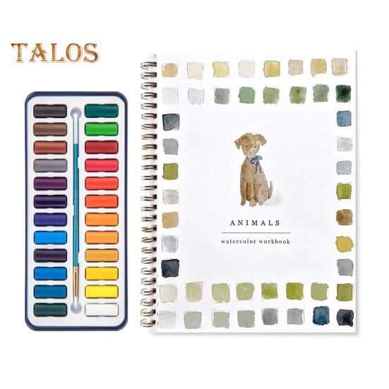 Рабочая тетрадь по акварели 24 цвета Набор для акварельной живописи с кисточками Раскраска по воде в спиральном переплете Художественное ремесло Подарки для начинающих