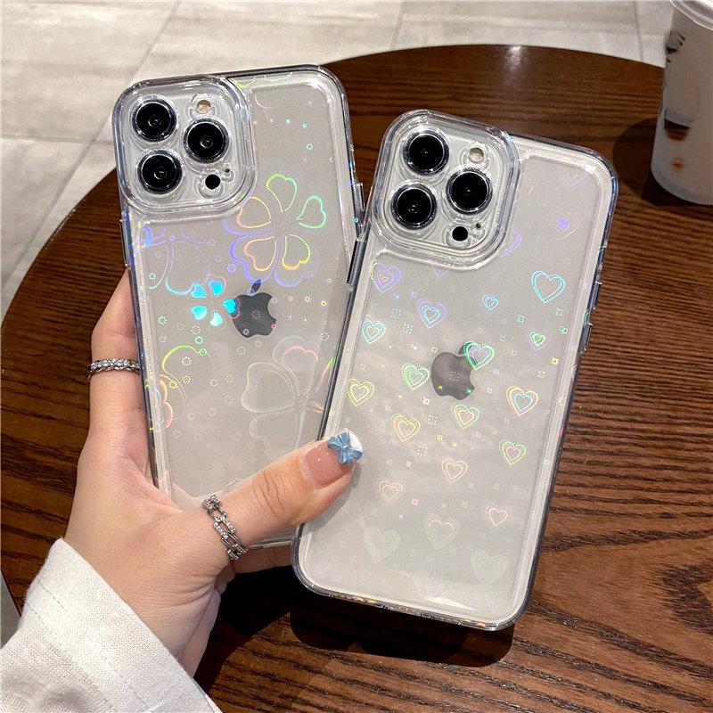 Gradient Rainbow Laser Phone Cases For Iphone 13 11 12 Pro Max Xs Max Xr X 7 8 Plus 13 Pro Transparent Soft Clear Acrylic Cover
