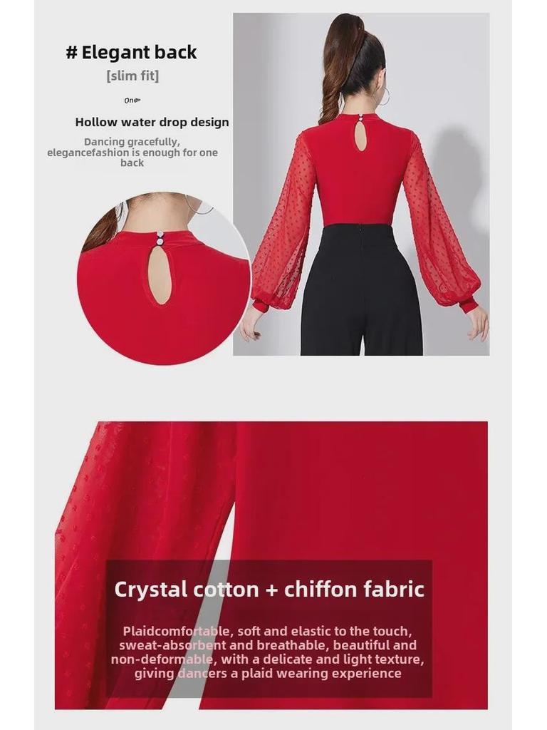 Женский современный комбинезон с рукавами-фонариками, защитой шеи и высоким воротником - танцевальная одежда National Standard