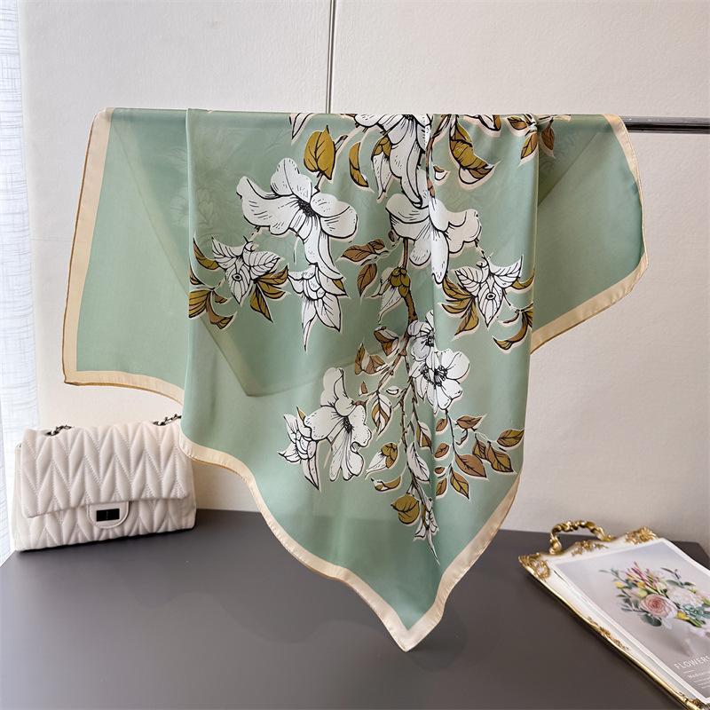 Luxury Brand Print 70cm Square Scarves Women's Designer Silk Scarf Floral Bandana Small Neckties Hairbands Bags Foulard Shawl