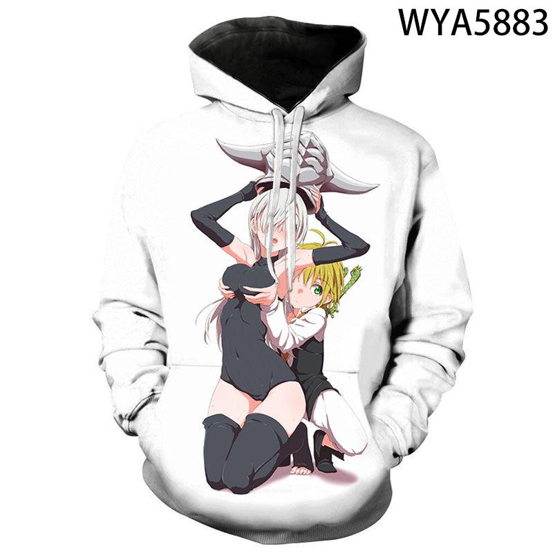 Семь смертных грехов, японское аниме, с длинным рукавом, 3D принтом, мужские и женские толстовки, уличная одежда, мужские топы больших размеров, пальто