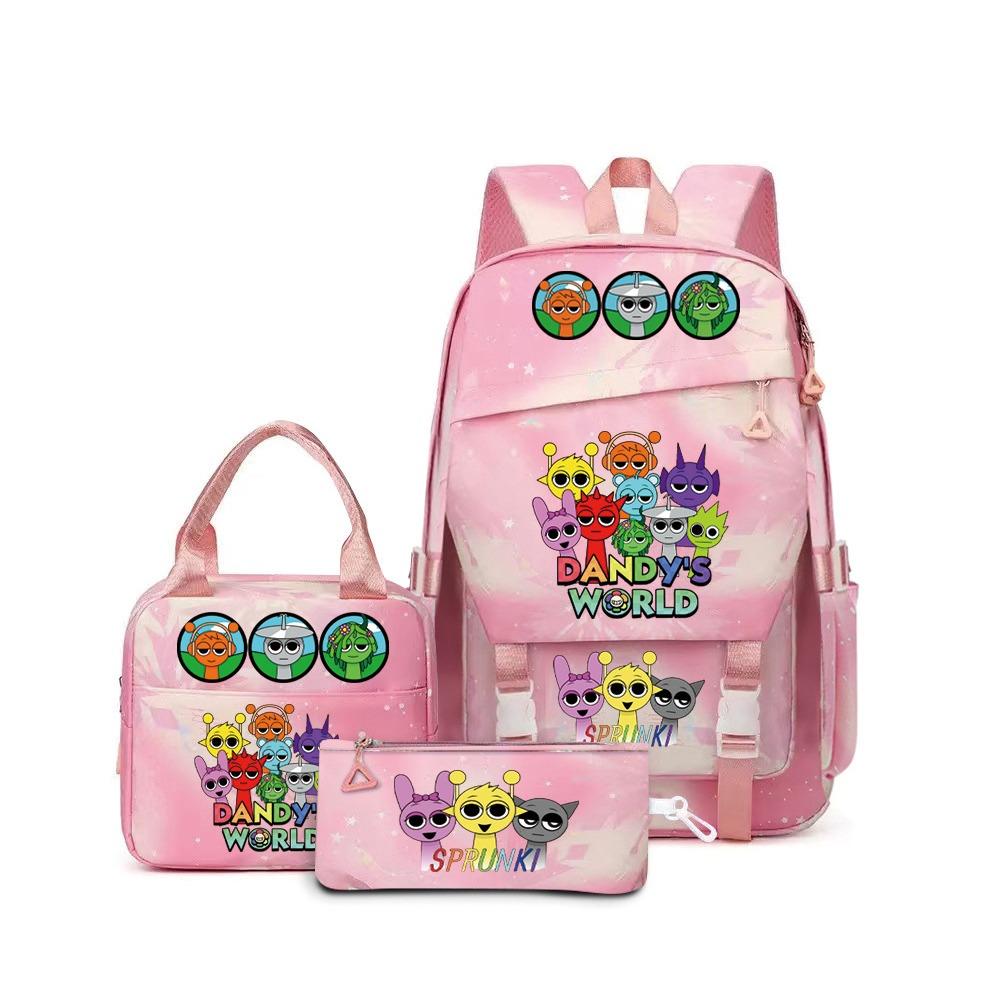 New Rhythm Box Sprunki Music Game Schoolbag Backpack Pencil Case Three-piece Set Student Heat Transfer Backpack D