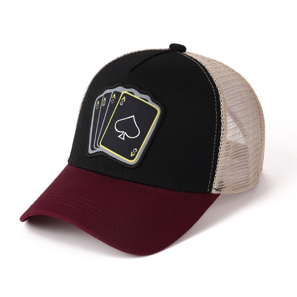 Cotton Embroidered Baseball Cap Adjustable Trucker Hat Fashionable Poker Card Hat  For Men Women