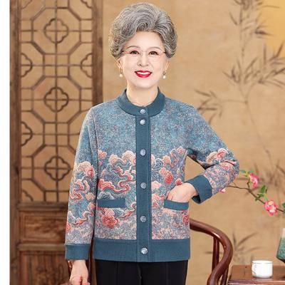 Кардиган с круглым вырезом для среднего и пожилого возраста, куртка-топ, свитер для мамы, женский флисовый утолщенный осенне-зимний интегрированный флисовый вязаный свитер