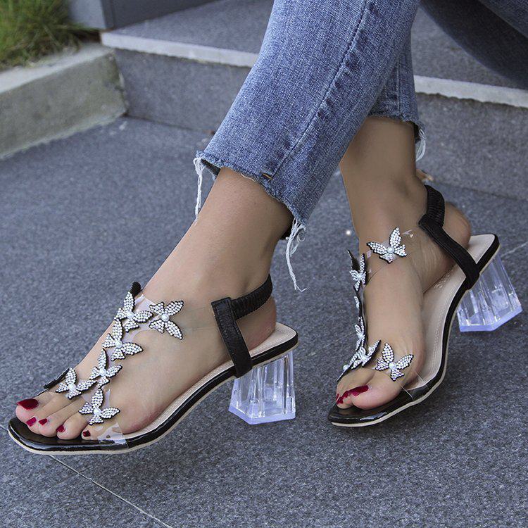 Летние босоножки с бабочками из стразов 2024 года: Туфли на высоком каблуке в стиле феи, большого размера, для женщин.