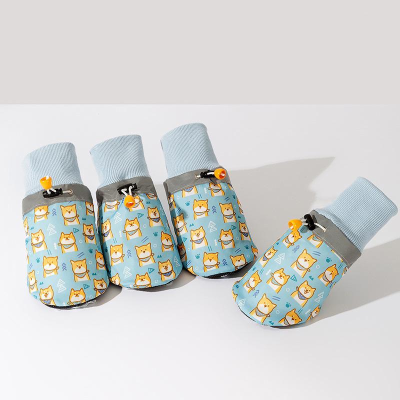 Товары для животных Обувь с принтом для собак на все времена года Износостойкая Дышащая Удобная Регулируемая Пара из 4 чехлов для ног для улицы