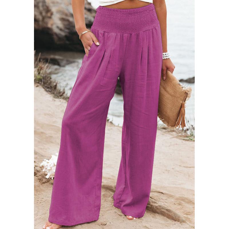 Хлопковые и льняные широкие брюки, повседневные длинные брюки, модные зеленые женские эластичные однотонные женские свободные брюки в стиле OL, 22683