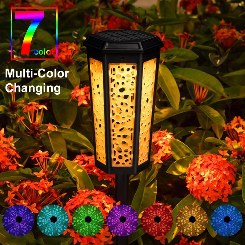 New Solar Garden Lawn Hollow Out Light LED Solar Landscape Light Outdoor Waterproof Garden Floor Insertion Light Christmas RGB Decorative Light