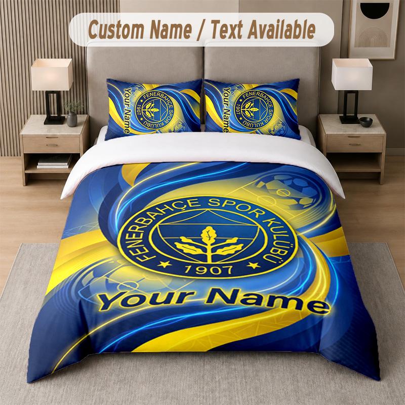 Fenerbahçe FC Design Bedding Set Custom Text 1 Duvet Cover & 2 Pillow Cases