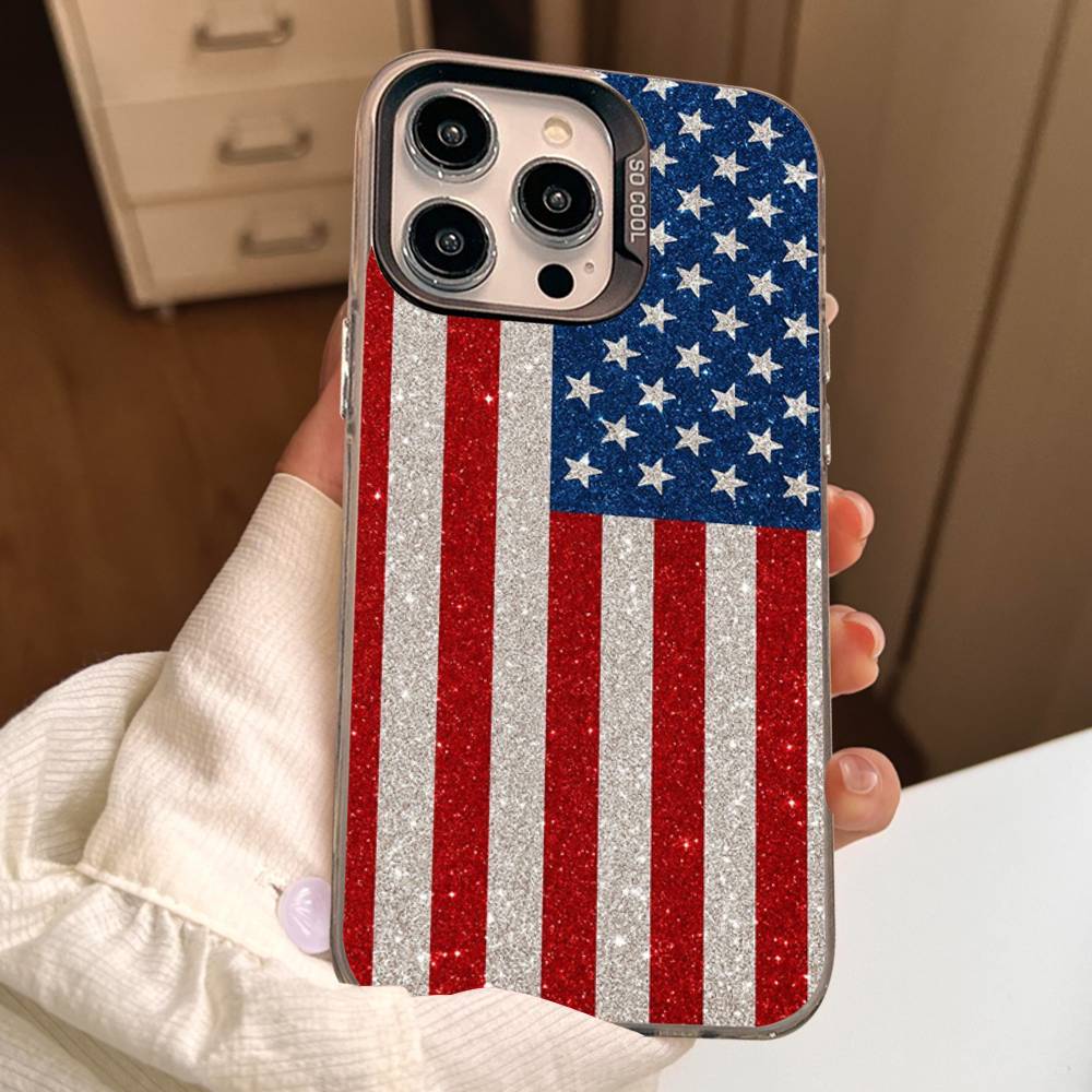 Чехол с флагами США и Великобритании для iPhone 17Air 16 15 14 13 12 11 Pro Max X XS XR Plus, цветной серебристый чехол для телефона