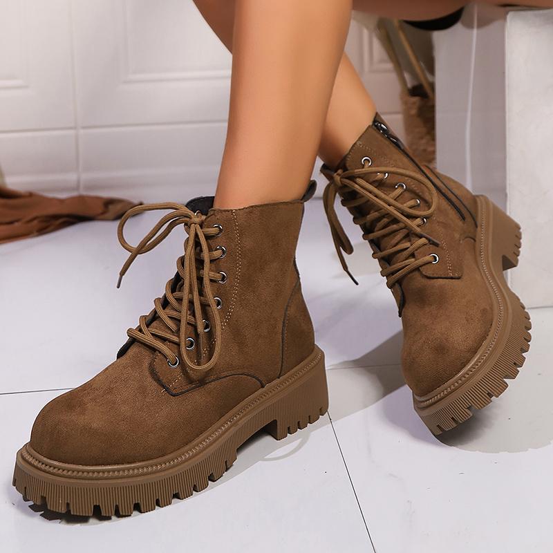 Ботильоны на платформе темно-бордового цвета для женщин с молнией сбоку, толстая подошва, мотоциклетные туфли, женские модные ботинки в стиле панк на шнуровке Mujer