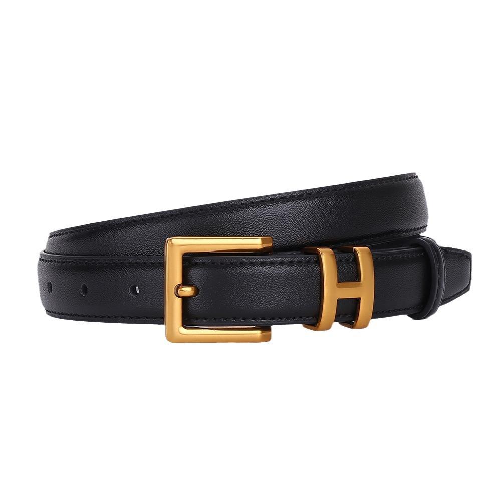 New H Women'S Belt Genuine Leather Cowhide Trendy And High-End Belt Women'S Simple Decoration H Belt Version