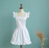 Pinafore Apron Maid Smock Costume Dress Ruffle Pockets Pink/ White, 95cm