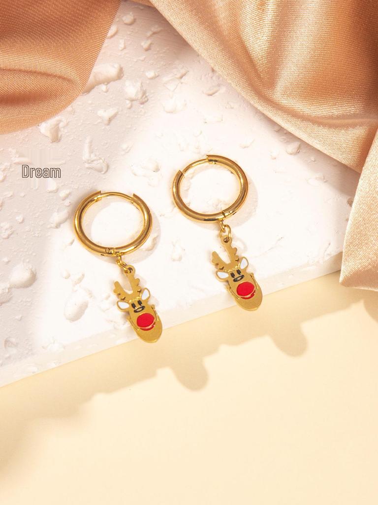 High-End Christmas Series Stainless Steel Earrings - Versatile Gift and Decoration