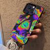 Психоделический голографический чехол для iPhone 17,16,15,14,13,12,11Pro,XS,Max,Plus,Mini Черный Конфетный Матовый Ударопрочный Чехол