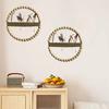 Wood Bead Rope Wall Decoration Boho Farmhouse Rustic Round Plants Display Frame Wall Art Home Office Living Room Wall Ornament