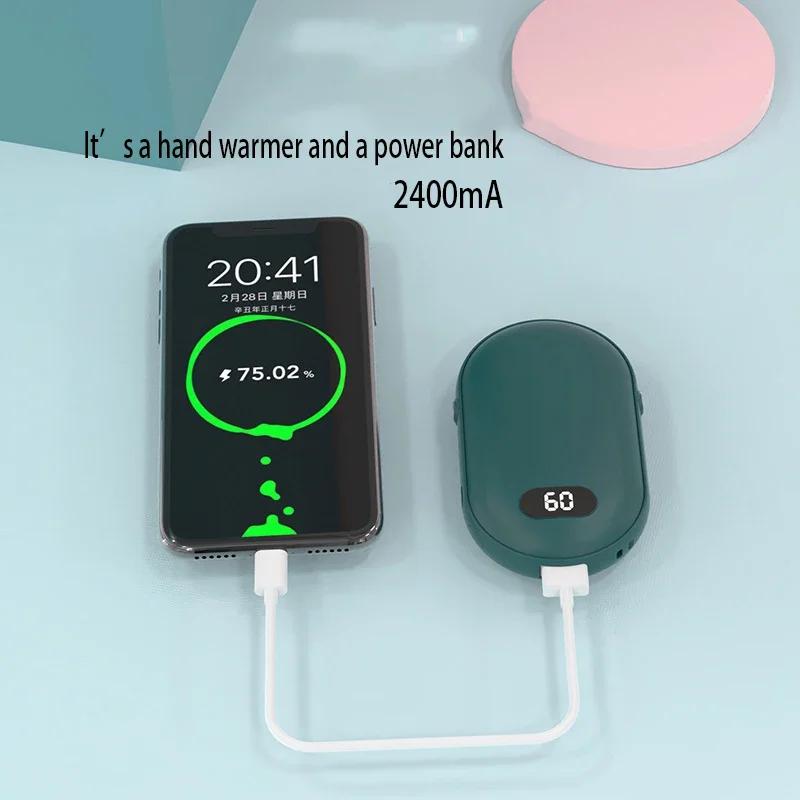 Грелка для рук, USB-зарядка, мобильный аккумулятор, электрический обогреватель для рук, мини-многофункциональная карманная грелка с цифровым дисплеем