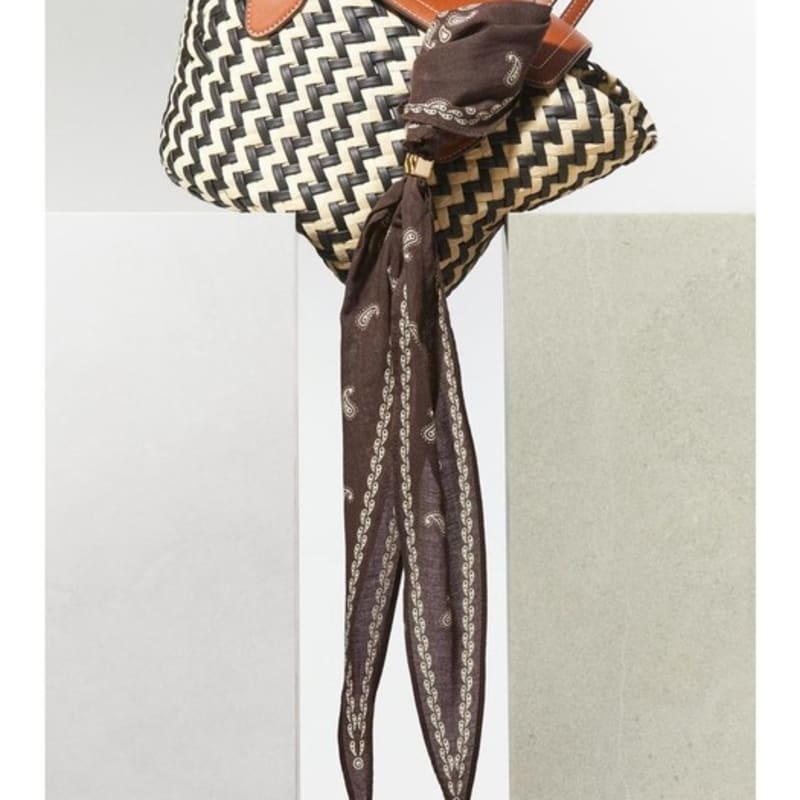 H&M Beaded Petite Scarf Dark Brown/paisley Pattern 1290429002