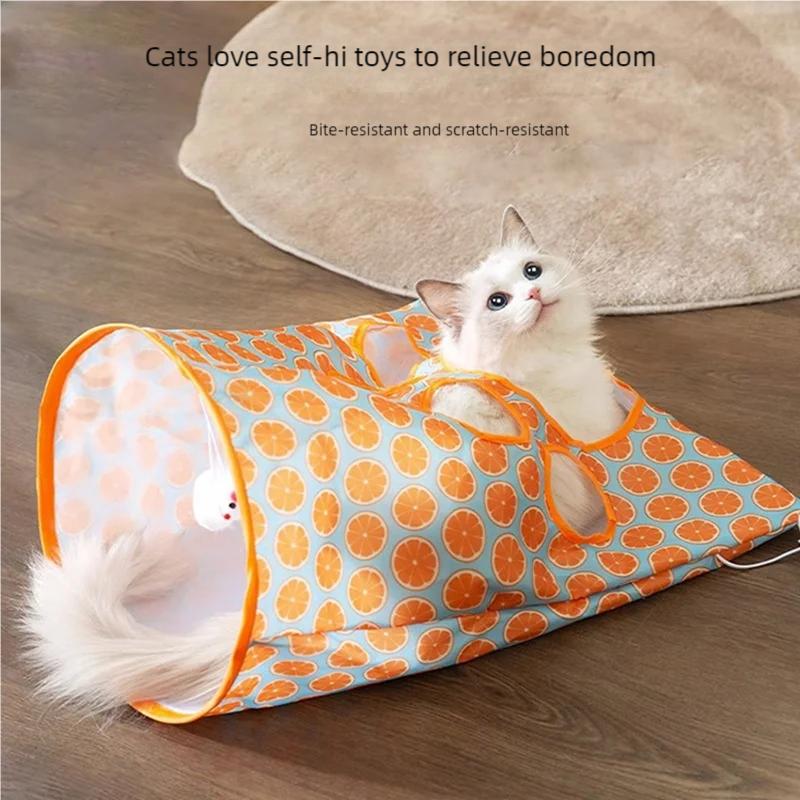 Foldable Cat Tunnel With Noisy Paper Rolling Ground Dragon Zhiyi Cat Toy Cat Diamond Bag Interactive Cat Tunnel Toy