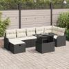 8-Piece Garden Sofa Set with Black Cushions Poly Rattan, 2-Seater Garden Sofa with Black Cushions Poly 3359724