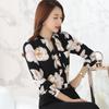 SURWENYUE Autumn Fashion Women Blouse Long Sleeve Chiffon Slim Femal  White Black Print Blouse