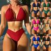 Women's Swimsuit Sexy Solid Color Fashion Split Two-piece Bikini Swimsuit