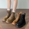 Мода Мода Женские Удобные Ботинки на Толстой Подошве Универсальные Ботильоны на Платформе для Осени Зимы Женская Обувь Ретро Ботинки на Шнуровке
