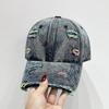 Retro Ripped Denim Hat Personalized Creative Baseball Cap Washed Distressed Trendy Peaked Hats for Women & Men