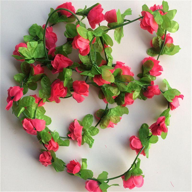 Lush And Vibrant Fake Silk Rose Artificial Flower Vine Ivy Leaf Garland For Home Decor