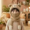 Зимний плюшевый комплект: шапка, шарф, цельный набор, вязаная шапка, плюшевая шапка с защитой ушей, детская непромокаемая и теплая шапка