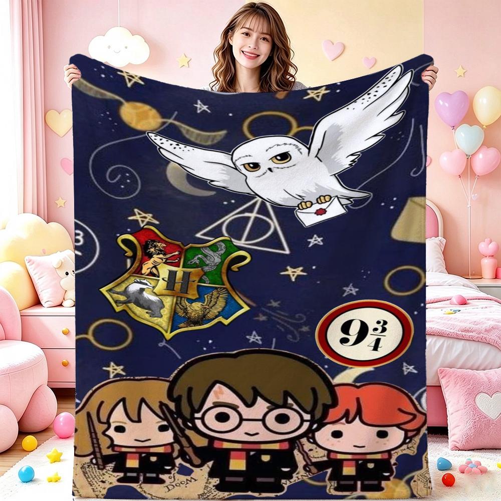 Harry Potter Magical World Printed Flannel Blanket Soft Warm Fleece Blanket For Living Room Office Nap Home Decor Great Holiday Gift