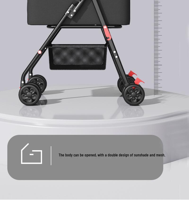 GVBB Compact Foldable Pet Stroller for Cats and Dogs - Lightweight, Detachable Design for Easy Travel.