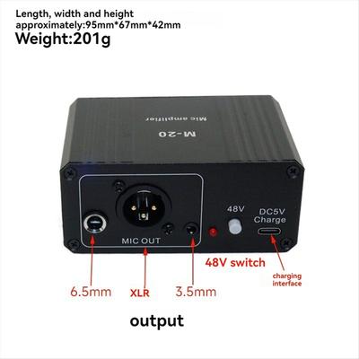 Динамический микрофон Конденсаторный микрофон Усилитель M-20 Аудио 48 В Фантомное питание Зарядка Черный для звуковой карты Live Динамика B