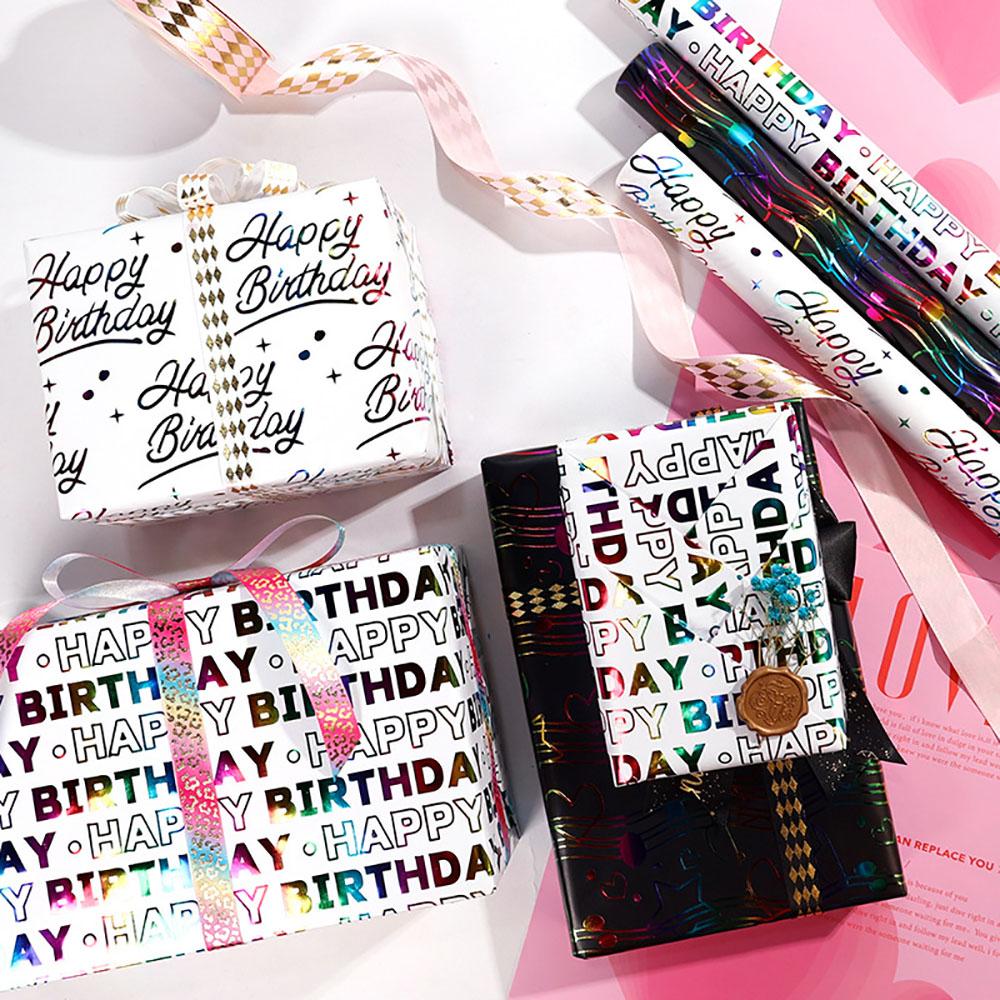 300*43см С Днем Рождения Горячее Тиснение Подарочная Упаковочная Бумага Букет на День Рождения Упаковочная Бумага для Подарков Украшение для Вечеринки Бумага для DIY Поделок