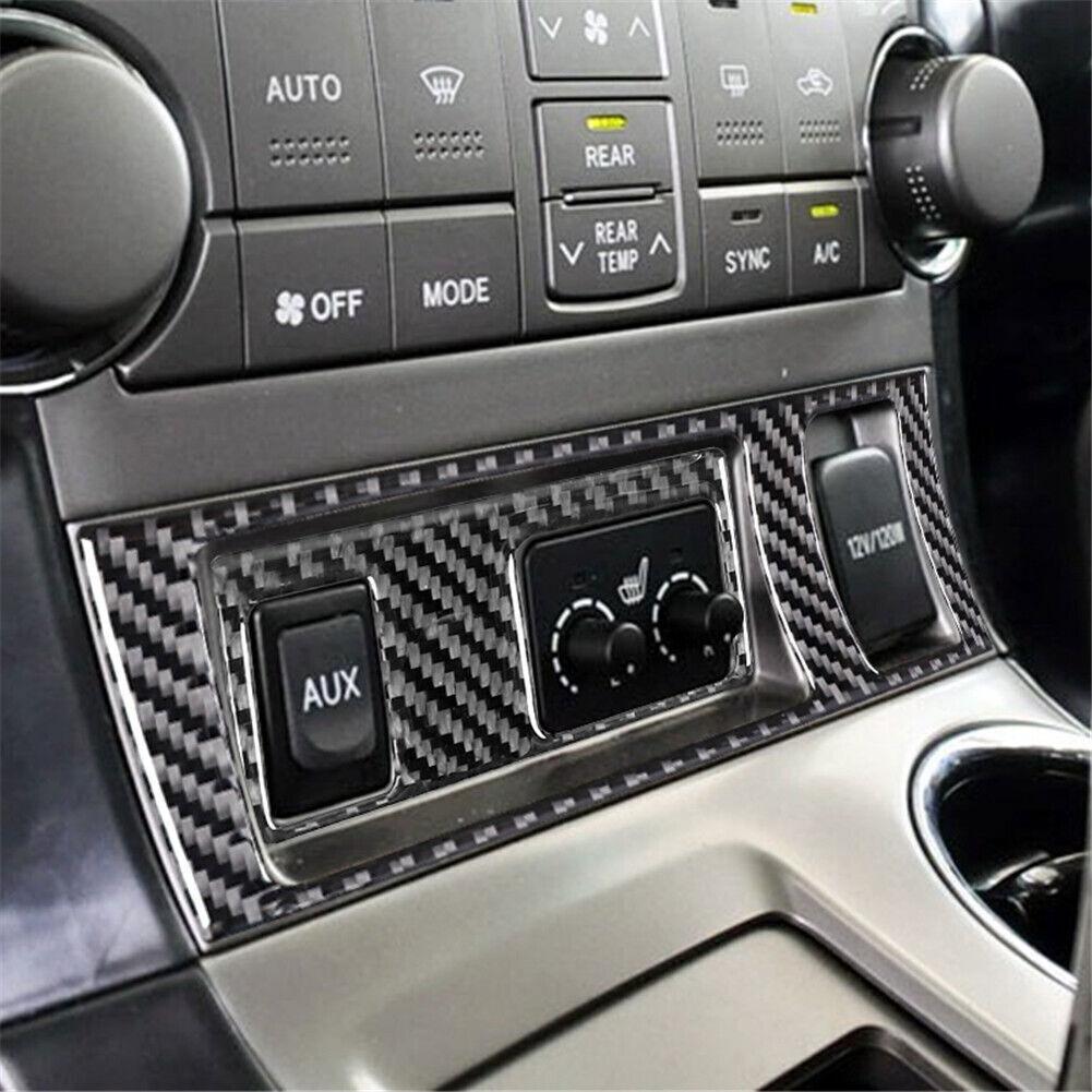 For 08-13 Toyota Highlander Carbon Fiber Interior Seat Heated Button Cover Trim