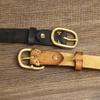 Женский ремень из винтажной мятой модной кожи с пряжкой из коровьей кожи первого слоя, универсальный ремень для джинсов, женский