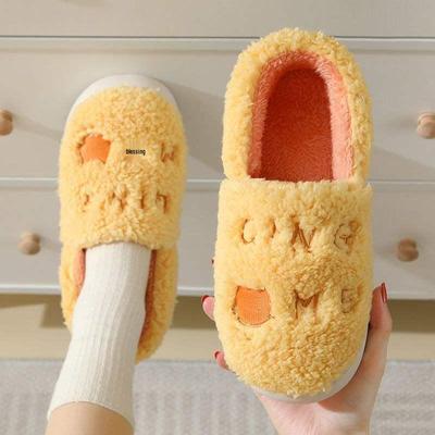 Мужские и женские зимние пушистые домашние тапочки - Нескользящие, на толстой подошве, мультяшного дизайна для пар и для беременных.