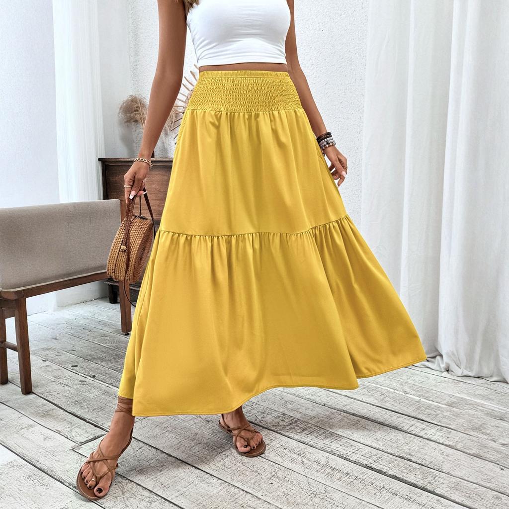 Женская модная плиссированная юбка с цветочным принтом и эластичным поясом, свободная юбка-трапеция с карманом