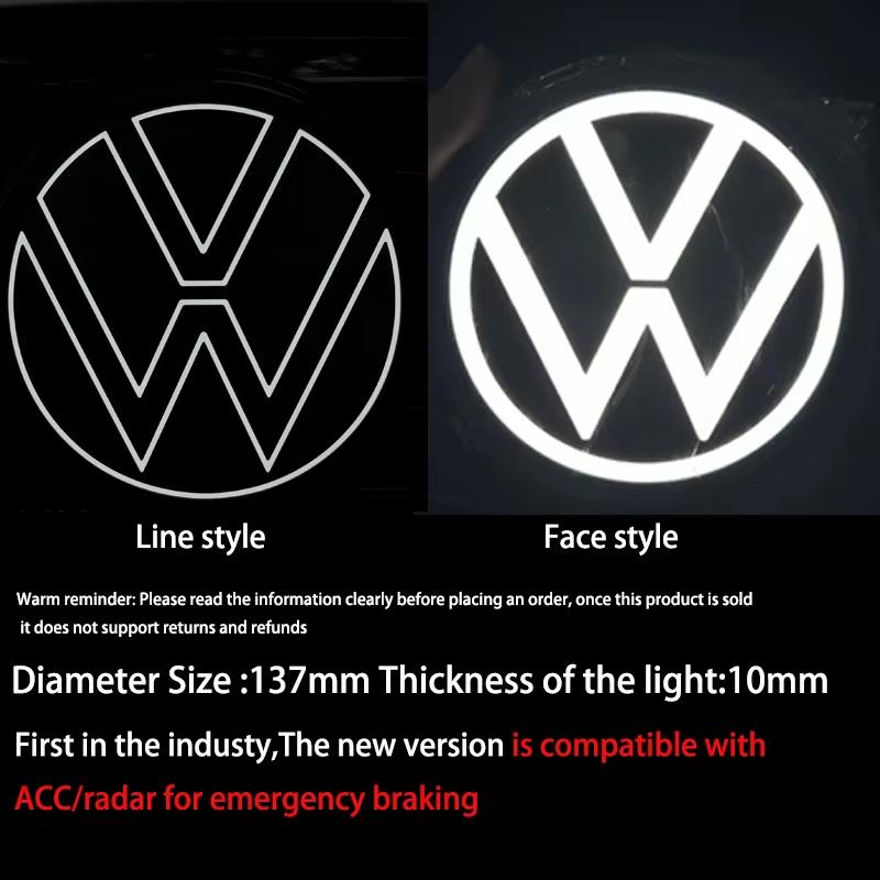 YKPSC1 Compatible with ACC/Radar VW Light up Emblem light for Golf7.5/Passat /Polo /Tiguan/T-Roc/T-Cross/Arten