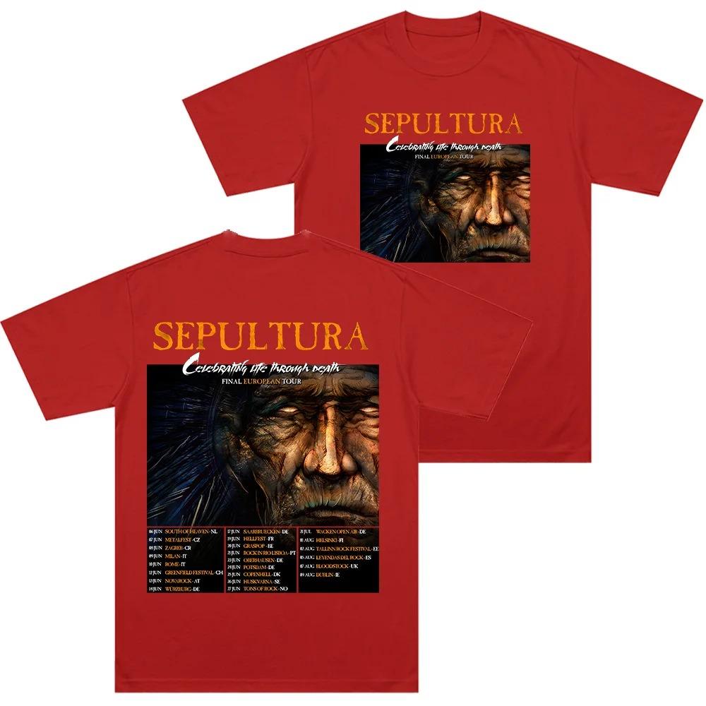 Sepultura European Tour Commemorative TShirt Metal Rock Style Unisex Cotton Short Sleeve High Street Rock Top Tshirts