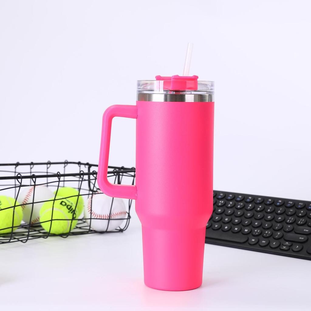 Автомобильная кружка из нержавеющей стали объемом 40 унций с ручкой и трубочкой, изолированная для холодных напитков