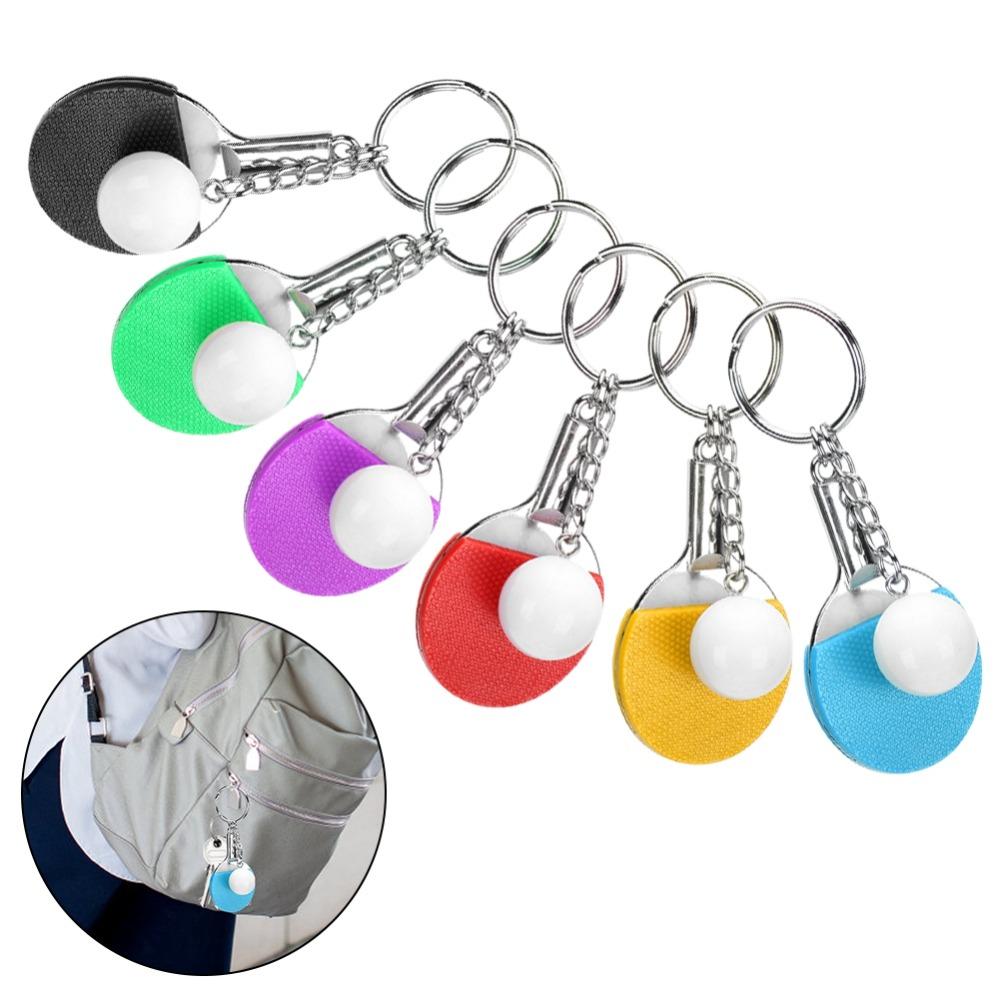 6pcs Racket Shape Table Tennis Keychain Bag Hangings PingPong Bat Key Chain Key Decoration