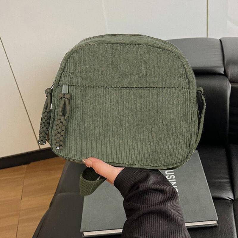 Simple Versatile Crossbody Bag Fashionable Casual Small Square Bag Personalized Commuting Shoulder Bag Corduroy Unisex Handbag