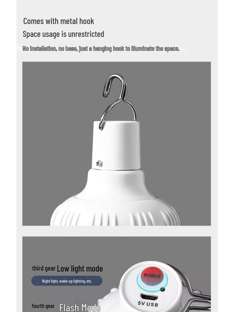 Сверхяркий портативный светодиодный светильник для торговой палатки с клипсой-подставкой для использования на открытом воздухе