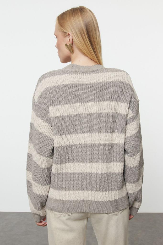 Women's Fashionable Stylish Cardigan Mink More Sustainable Wide Fit Soft Textured Knitwear Cardigan